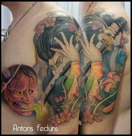 Tattoos - Bourdeaux Hannya and Warrior - 111389